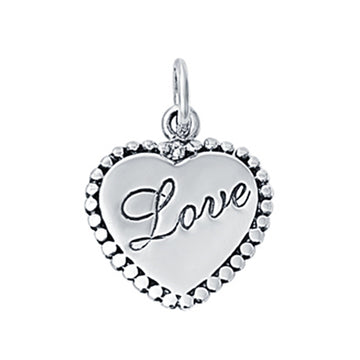 Heart Engraved Love Pendant Charm 925 Sterling Silver